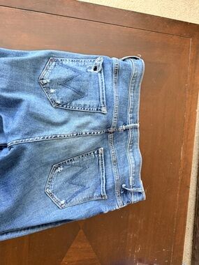 MOTHER Insider Crop Step Chew Jeans in Medium Blue